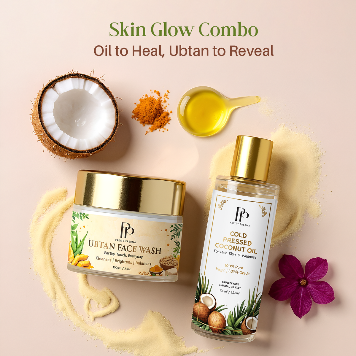 Glow Combo – Coconut Oil + Ubtan Face Wash