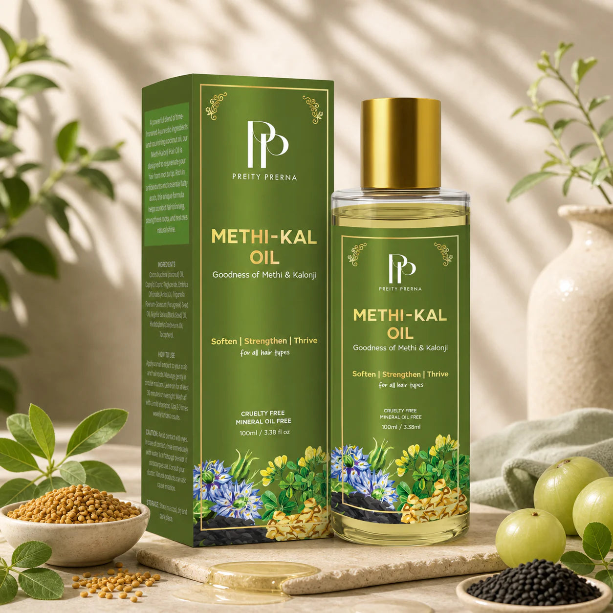 Methi-Kal Oil scalp and root care ritual