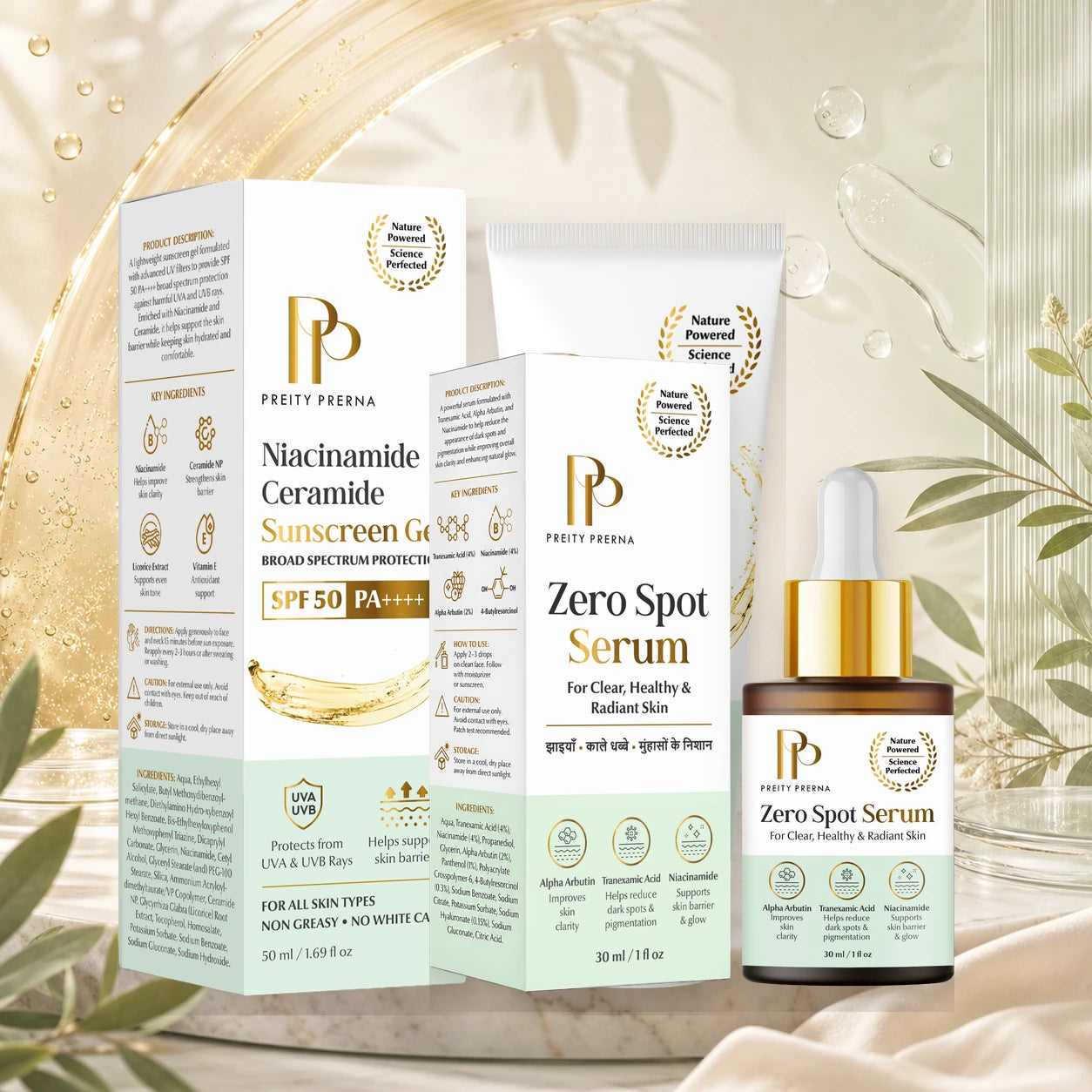 Skin Repair Ritual combo with Zero Spot Serum and Sunscreen Gel benefits