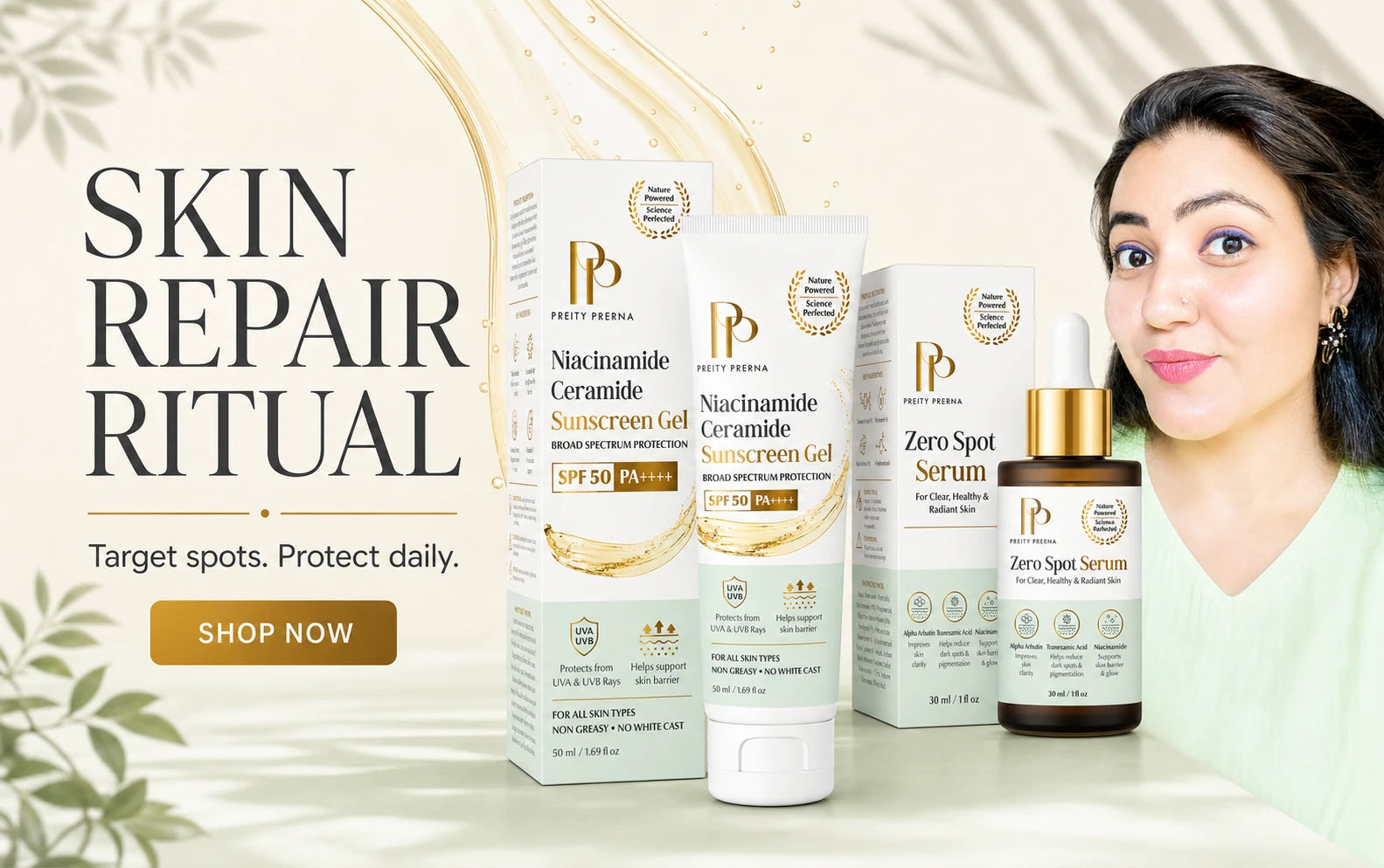 Preity Prerna Skin Repair Ritual with Zero Spot Serum and Sunscreen Gel